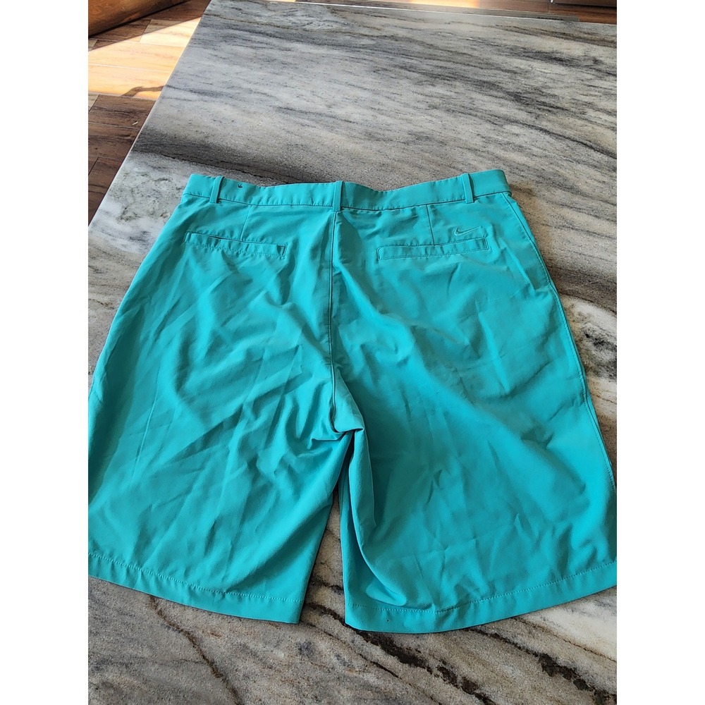 Nike Golf Shorts Mens 38 Teal Green Flat Front Performance Swoosh 10" Inseam